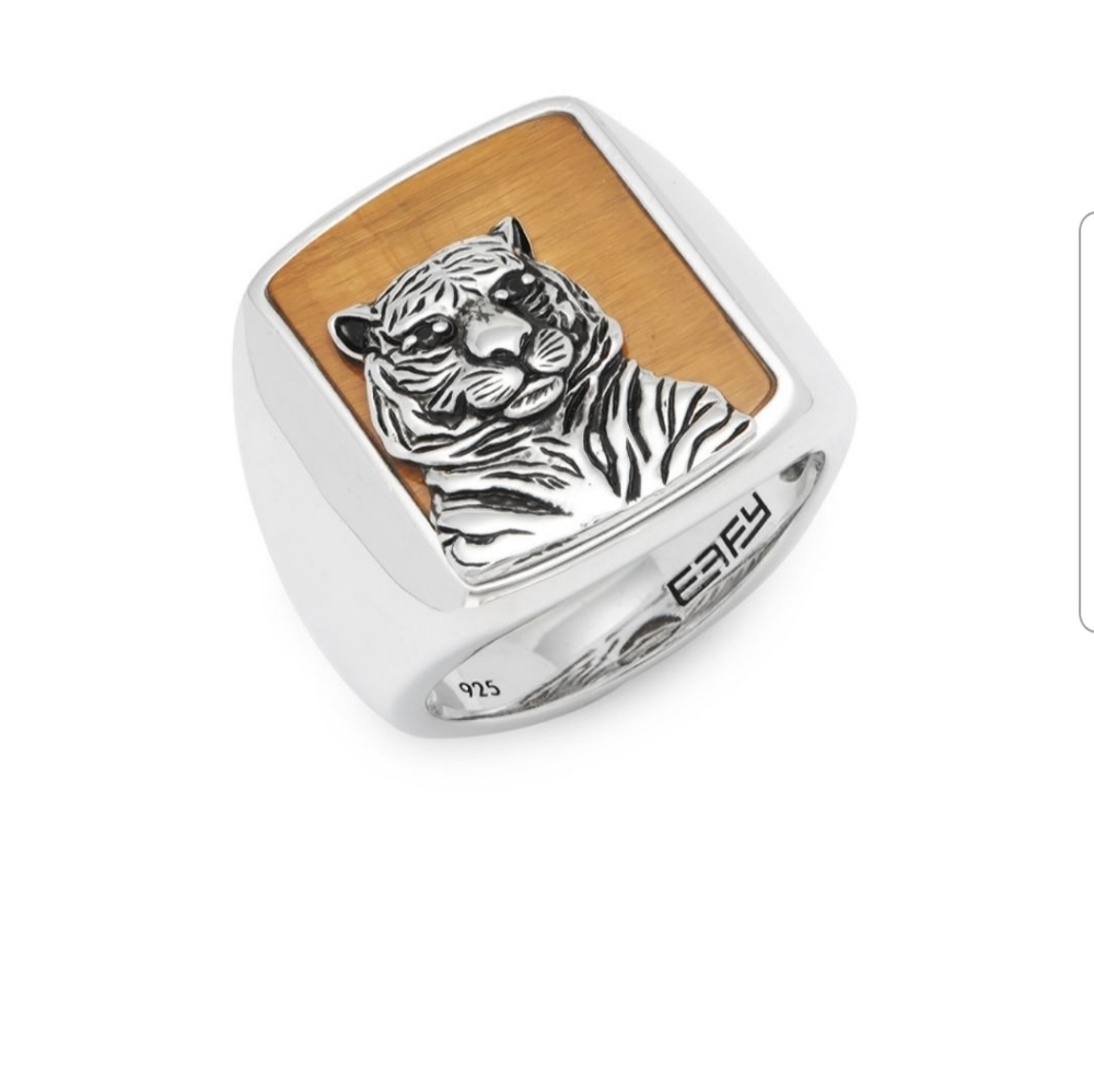 Tiger's Eye and Sterling Silver Band Ring